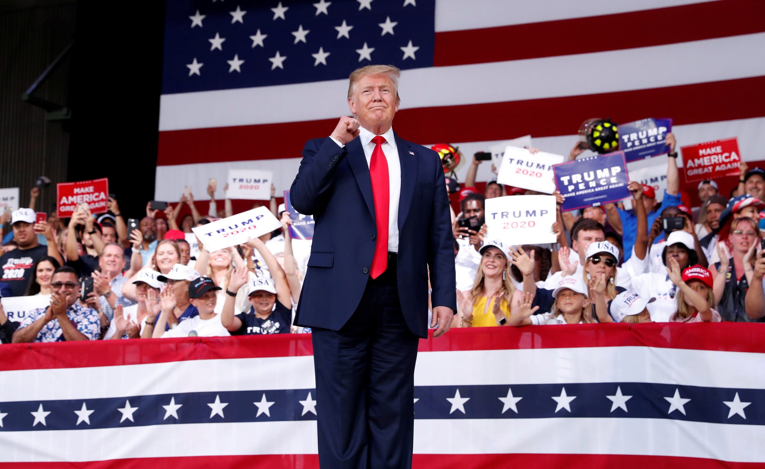 Donald Trump on stage in Florida