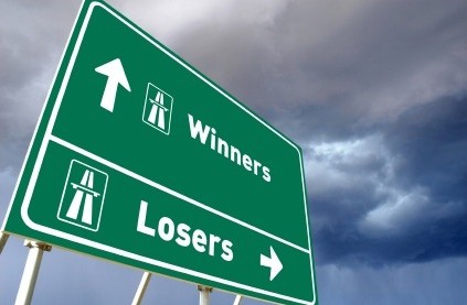 Traffic sign for Winners or Losers - business concept